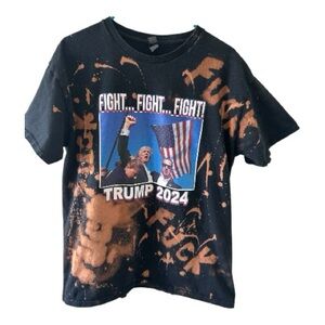 🔥 Custom Bleach Dyed Political Statement Tee – Gildan Size Large